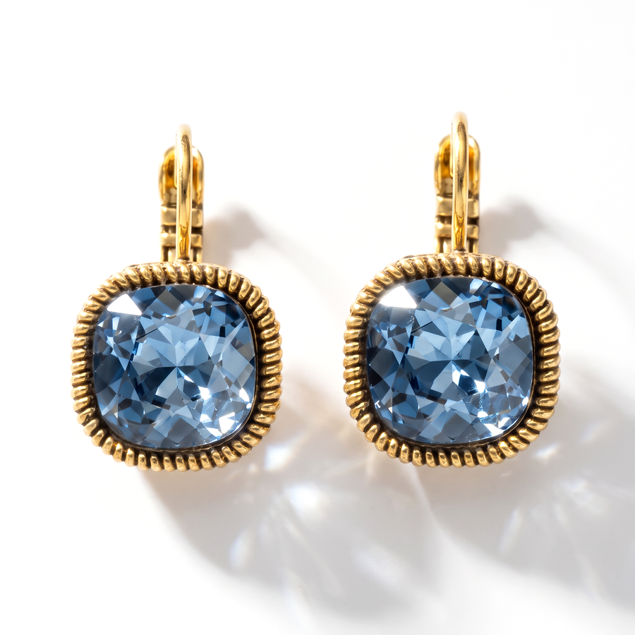 Quadratische Ohrringe Gold mit Swarovski-Kristall