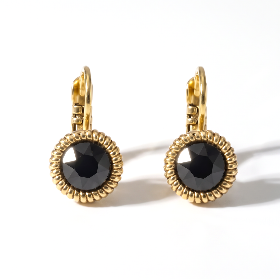 Runde Ohrringe 1,8 cm Gold mit Swarovski-Kristall