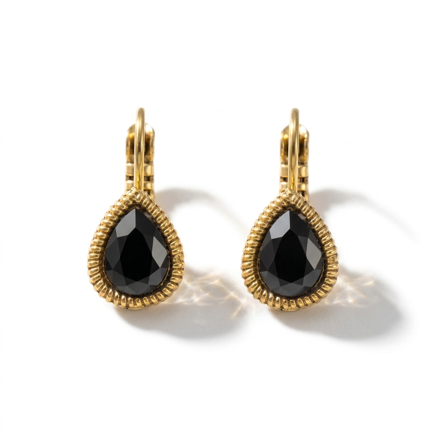 Tropfen-Ohrringe Gold mit Swarovski-Kristall