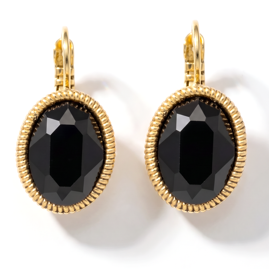 Ovale Ohrringe 2,2 cm Gold mit Swarovski-Kristall