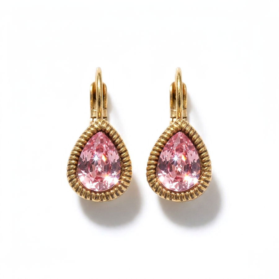 Drop Earrings Gold with Swarovski crystal
