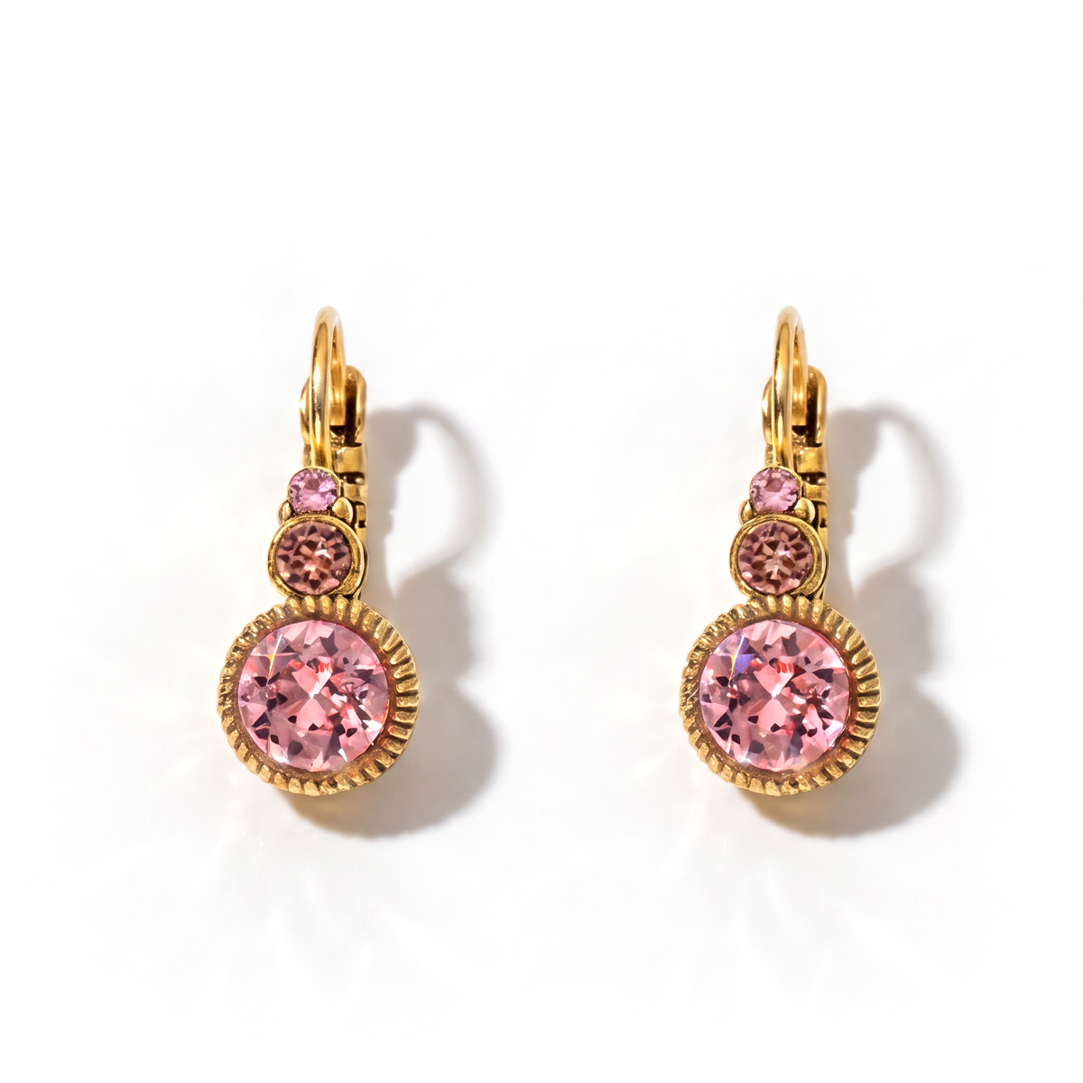 Round Earrings Gold with Swarovski crystal