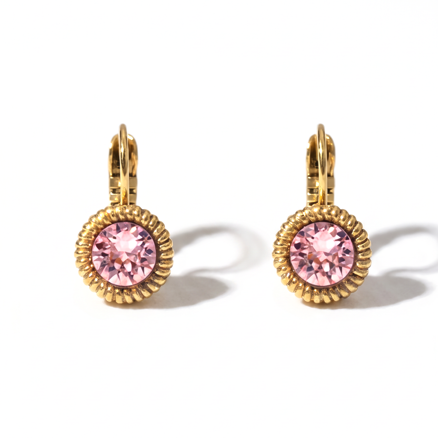Runde Ohrringe 1,8 cm Gold mit Swarovski-Kristall