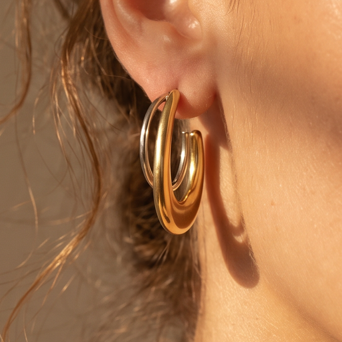 Bi-Color Double Hoop
