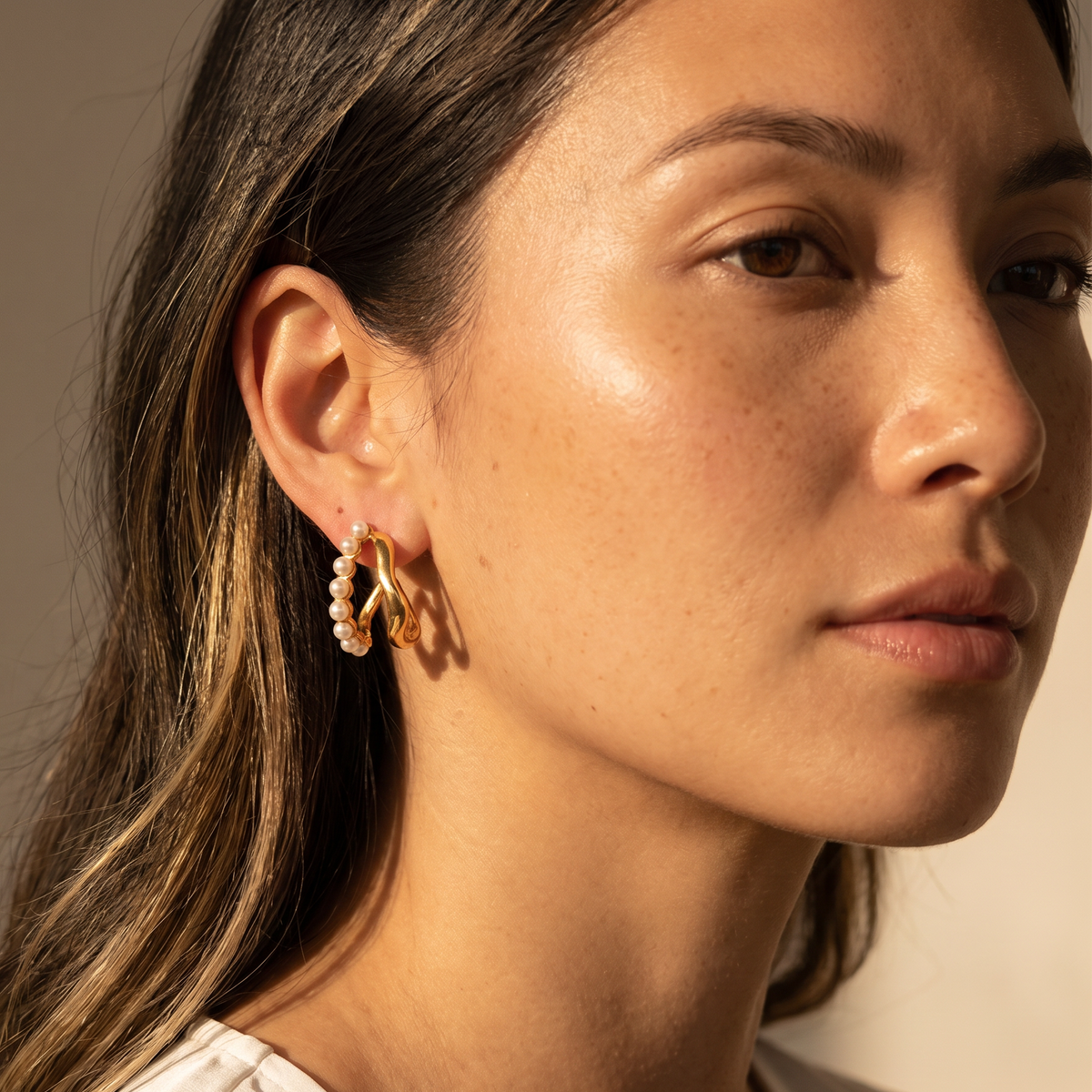 Pearl Double Hoops