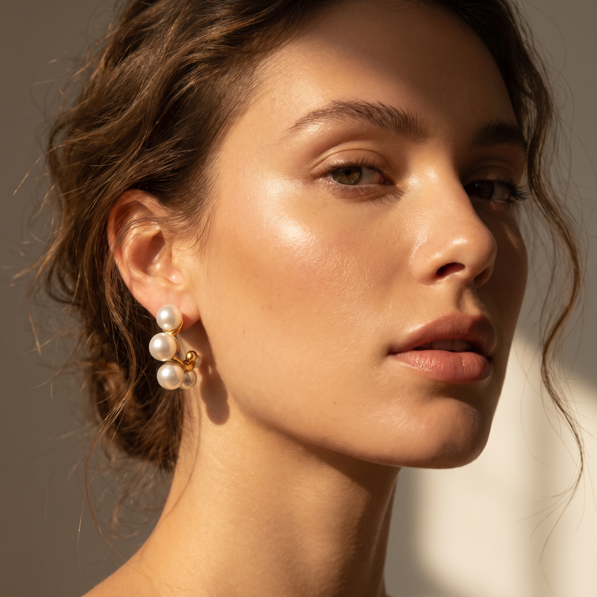 Pearl Studded Hoops
