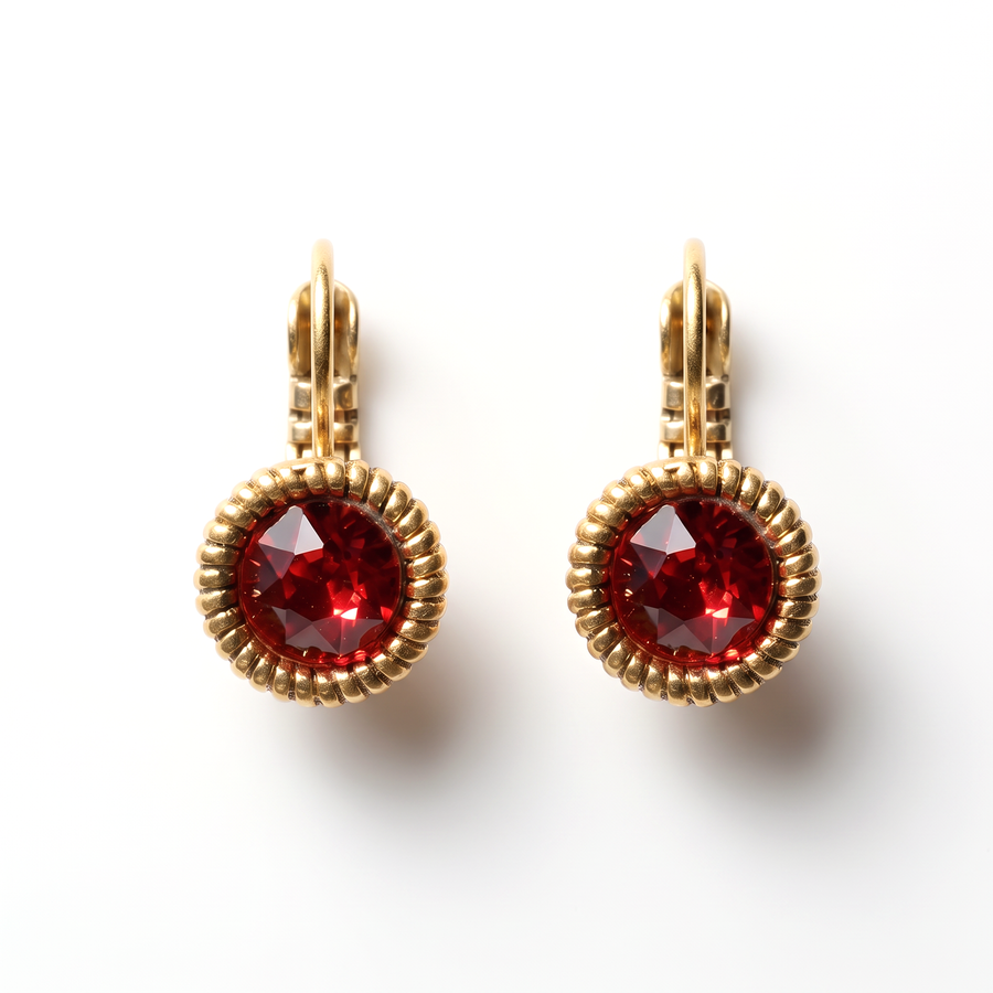 Round Earrings 1.8 cm Gold with Swarovski crystal