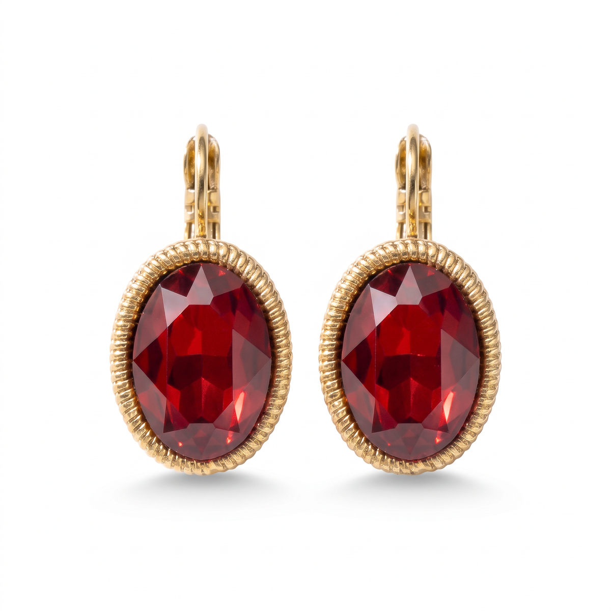 Oval Earrings 2.2 cm Gold with Swarovski crystal