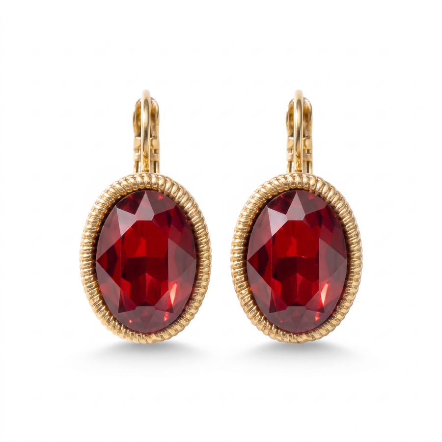 Ovale Ohrringe 2,2 cm Gold mit Swarovski-Kristall