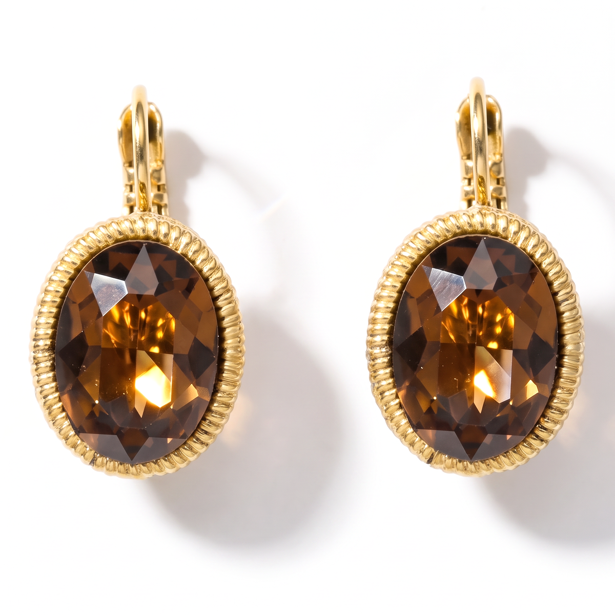 Ovale Ohrringe 2,2 cm Gold mit Swarovski-Kristall