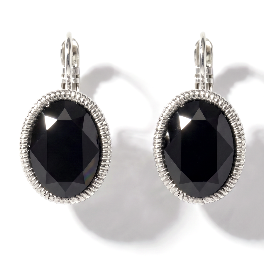 Oval Earrings 2.5 cm Silver with Swarovski crystal