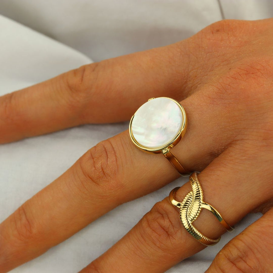 Round Mother Of Pearl Ring