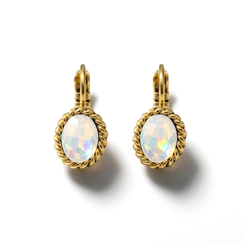 Ovale Oorbellen 1,5 cm Goud met Swarovski kristal
