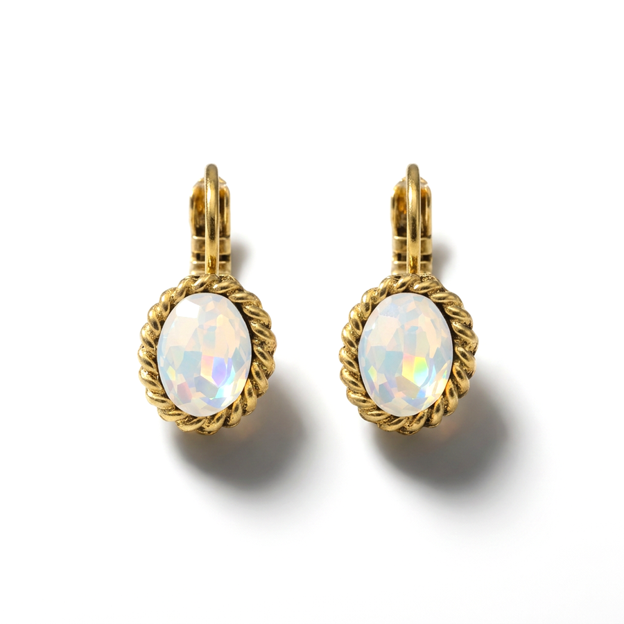 Ovale Ohrringe 1,5 cm Gold mit Swarovski-Kristall