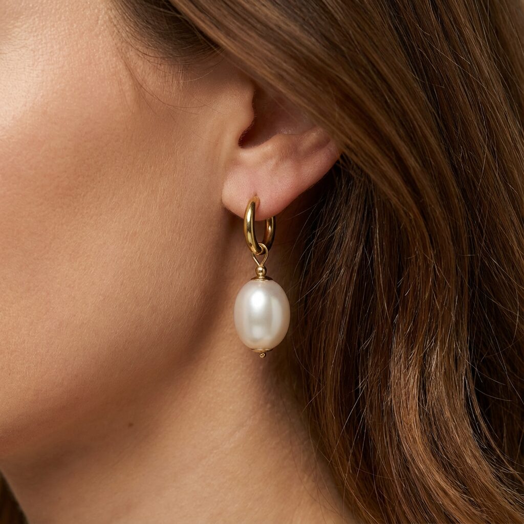 Pearl Drop Hoops