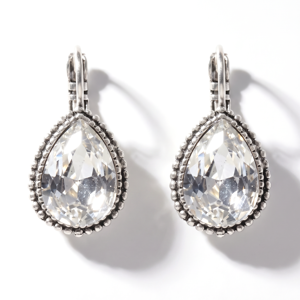 Drop Earrings 2.5 cm Silver with Swarovski crystal
