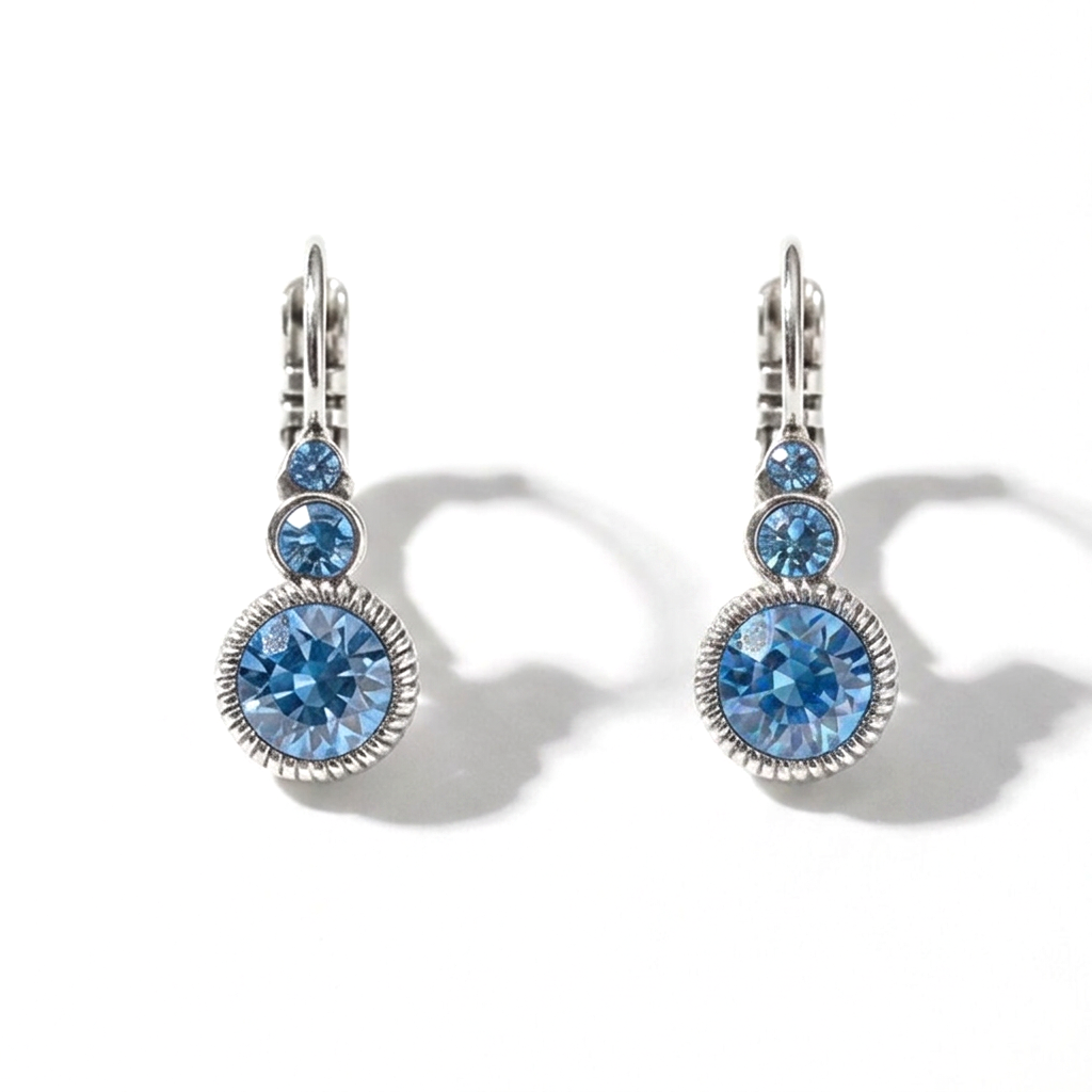 Round Earrings Silver with Swarovski crystal