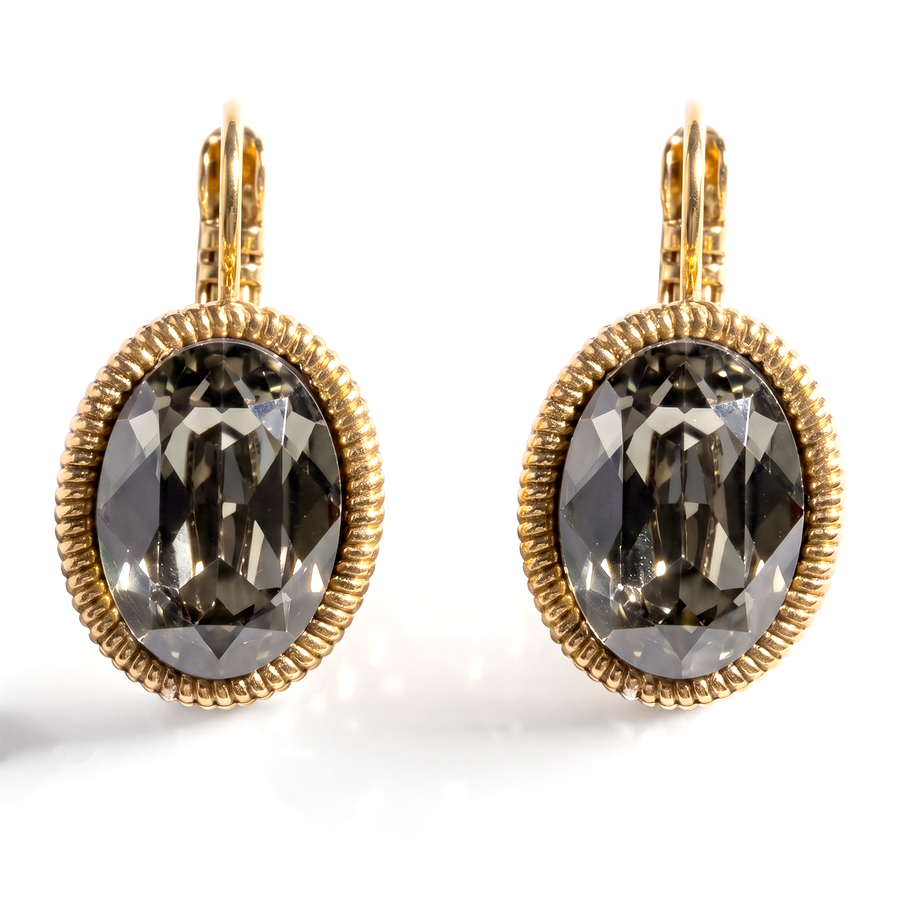 Ovale Ohrringe 2,2 cm Gold mit Swarovski-Kristall
