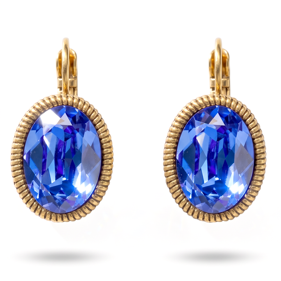 Ovale Ohrringe 2,2 cm Gold mit Swarovski-Kristall