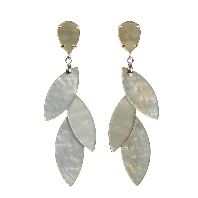 Pearl Leaf Cluster Earrings
