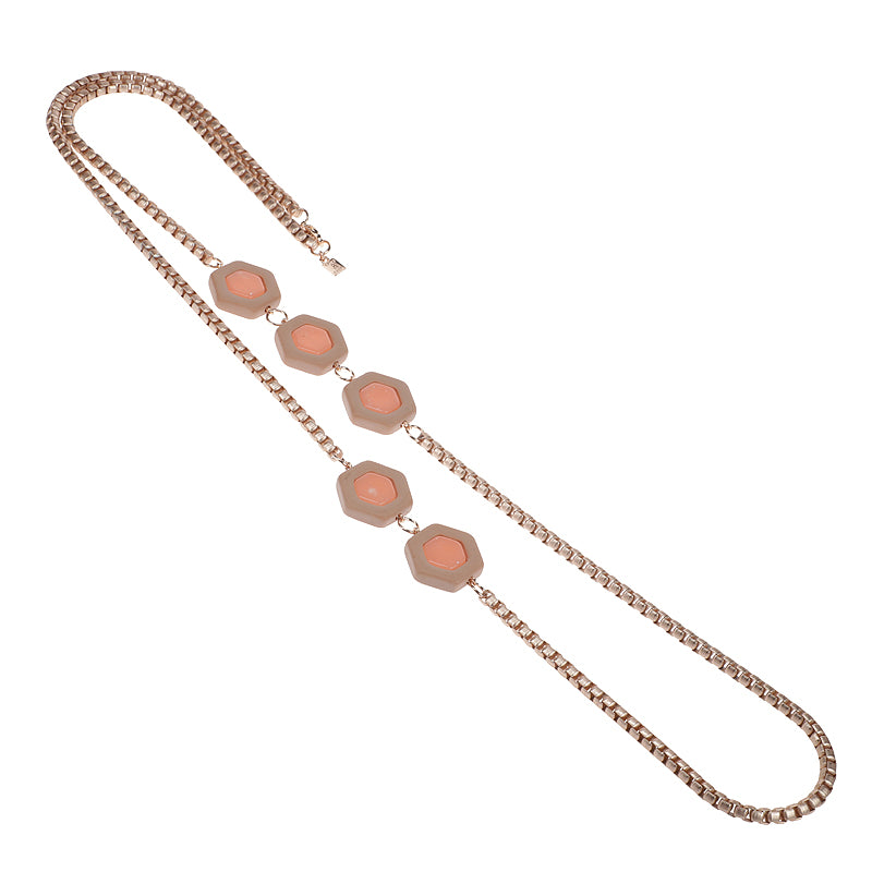 Hexagon Bead Long Necklace