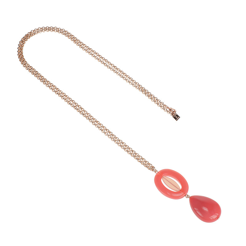 Coral Drop Long Necklace