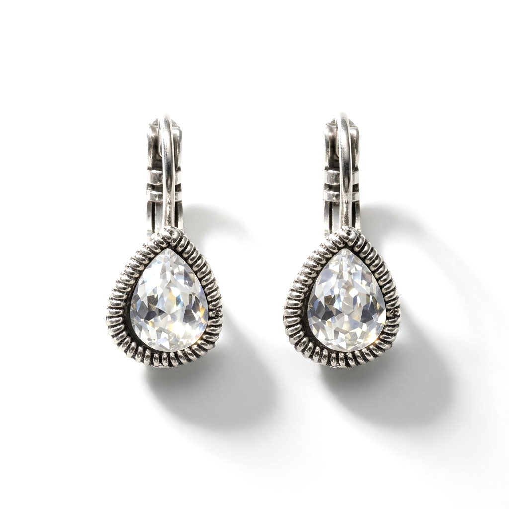 Druppel Oorbellen Zilver met Swarovski kristal