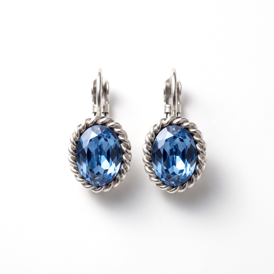 Ovale Ohrringe 1,5 cm Silber mit Swarovski-Kristall
