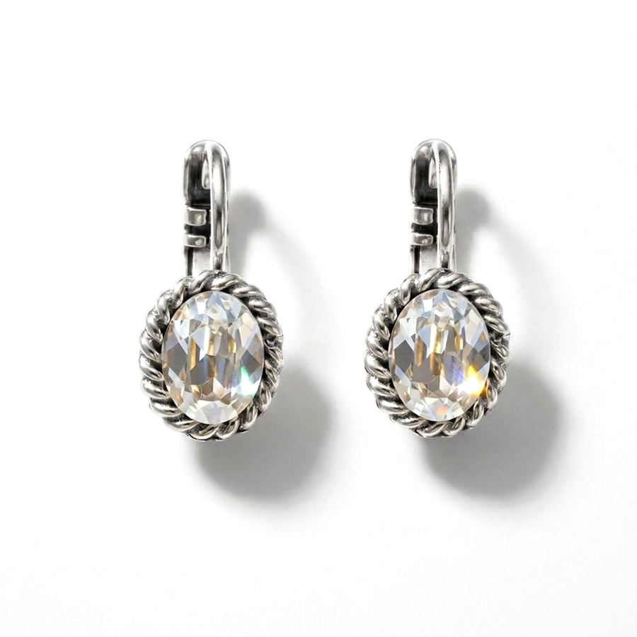 Ovale Ohrringe 1,5 cm Silber mit Swarovski-Kristall