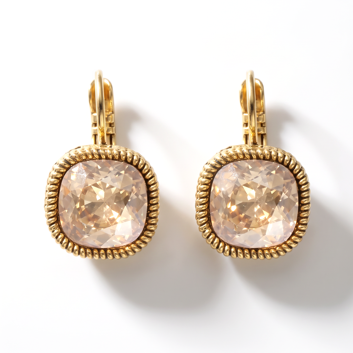 Quadratische Ohrringe Gold mit Swarovski-Kristall