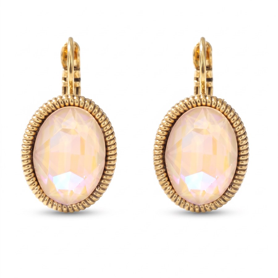 Ovale Ohrringe 2,2 cm Gold mit Swarovski-Kristall