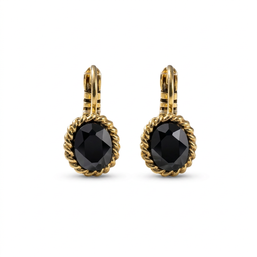 Ovale Ohrringe 1,5 cm Gold mit Swarovski-Kristall