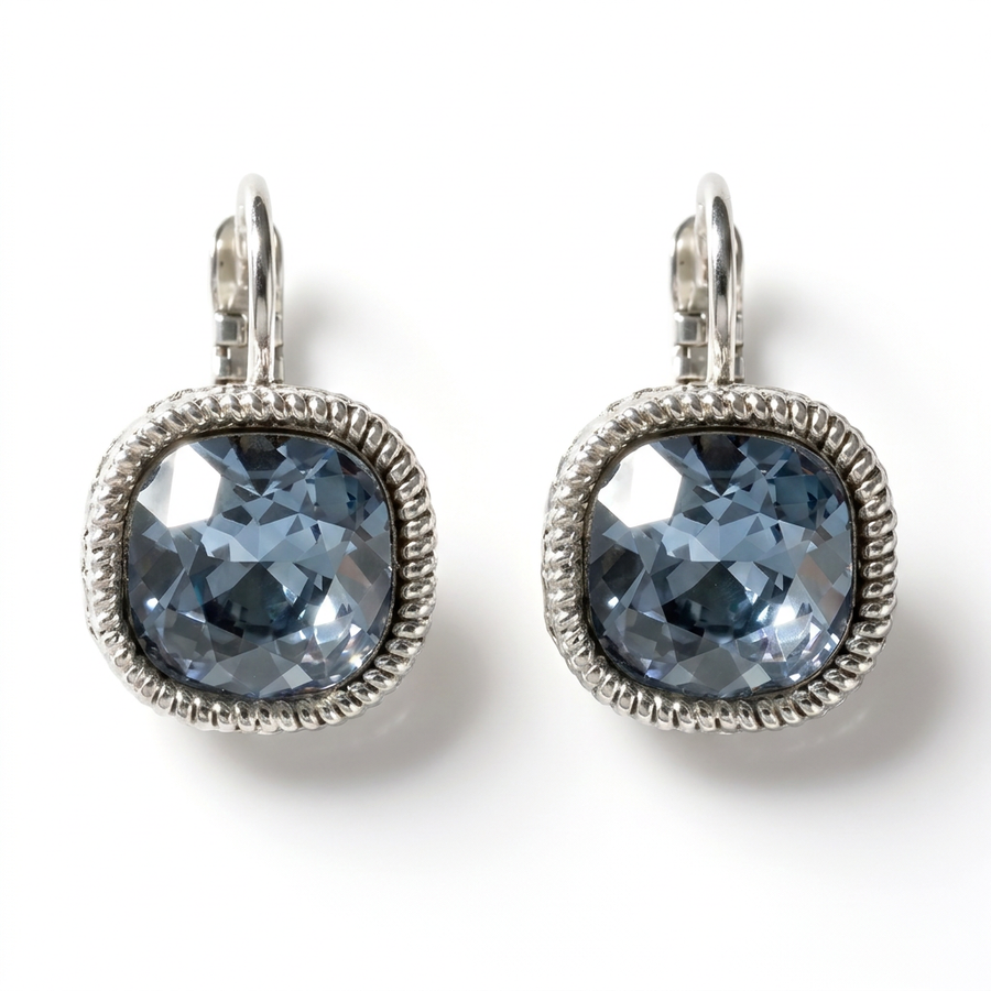 Quadratische Ohrringe Silber mit Swarovski-Kristall