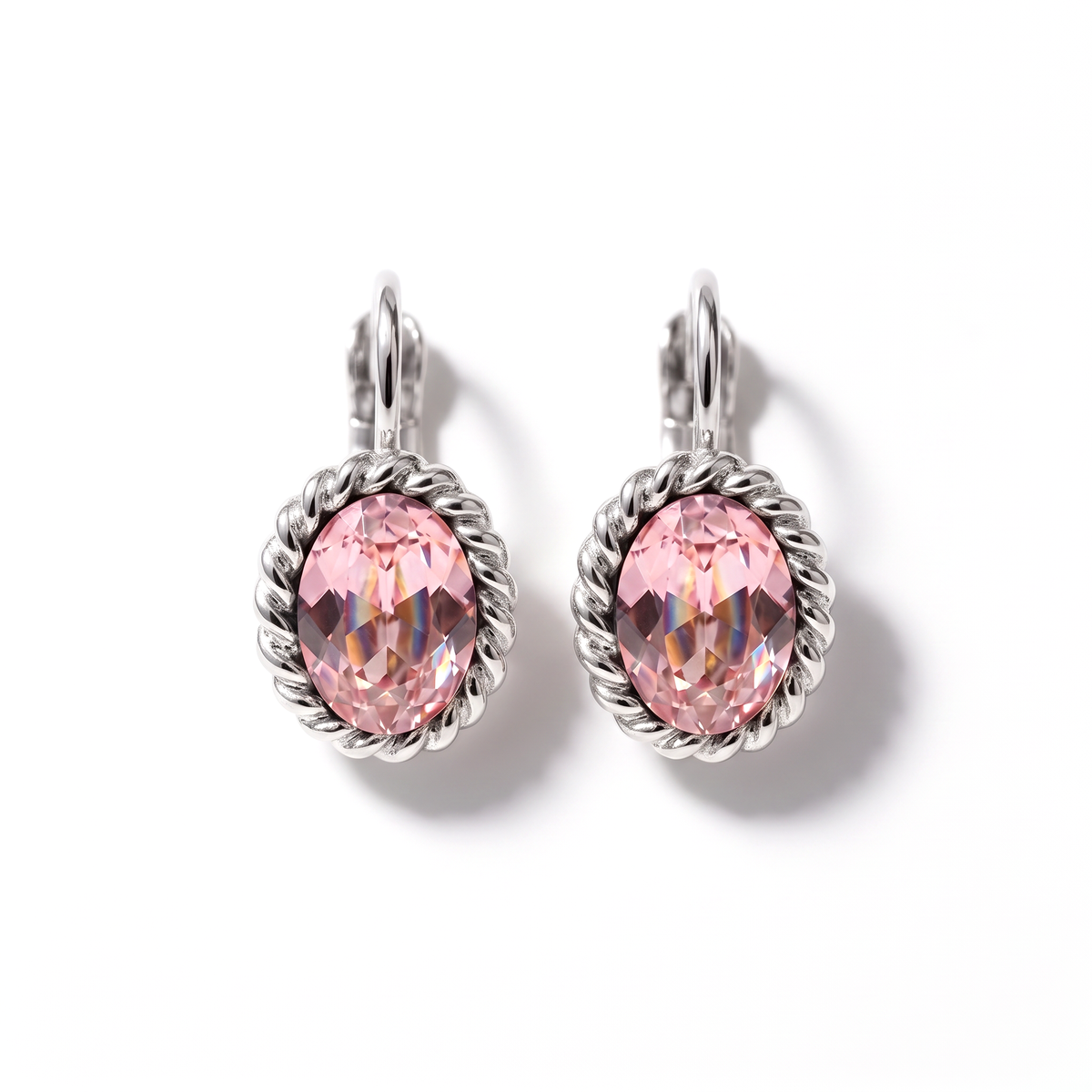 Oval Earrings 1.5 cm Silver with Swarovski crystal