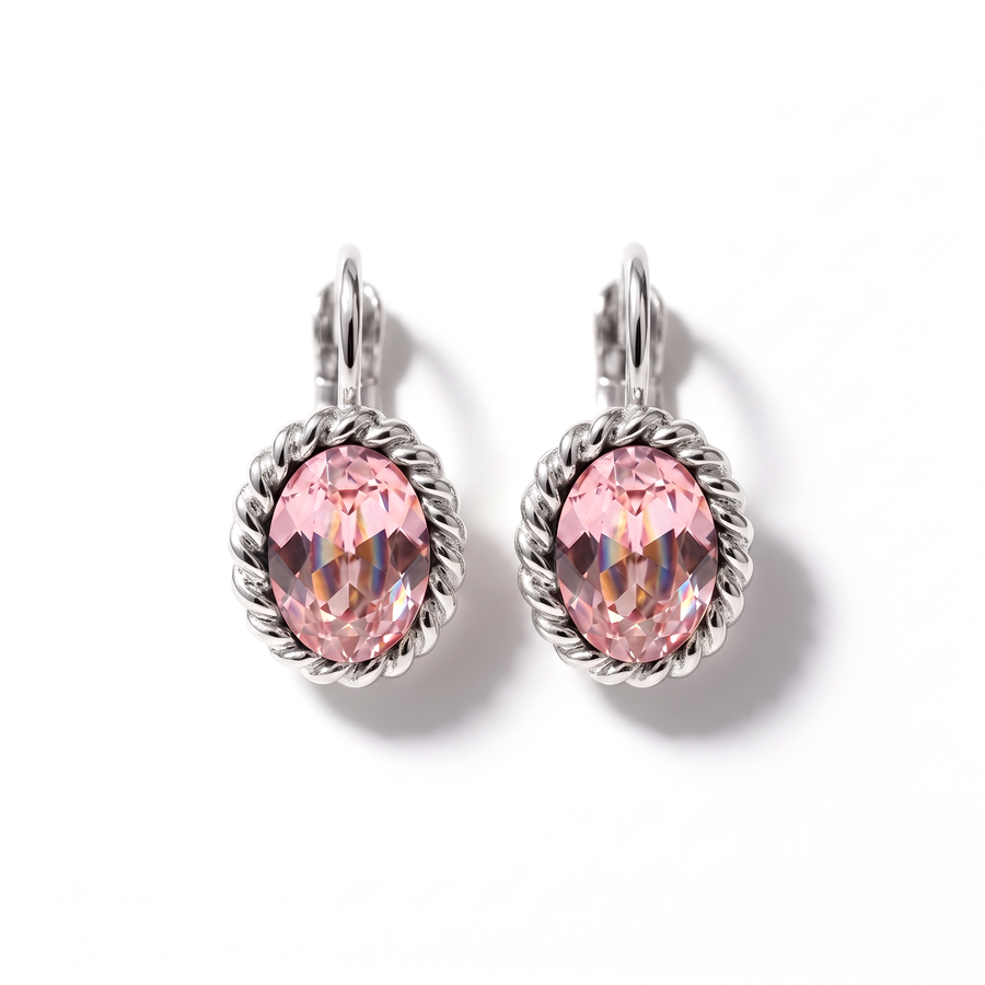 Ovale Ohrringe 1,5 cm Silber mit Swarovski-Kristall