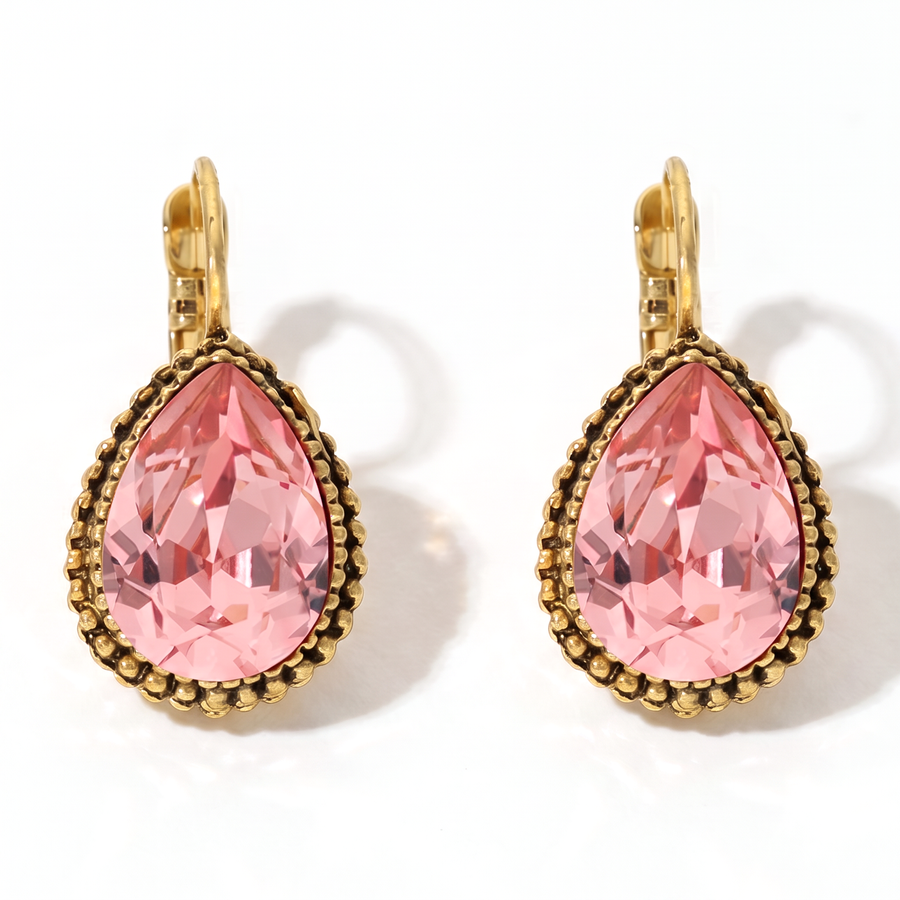 Drop Earrings 2.5 cm Gold with Swarovski crystal