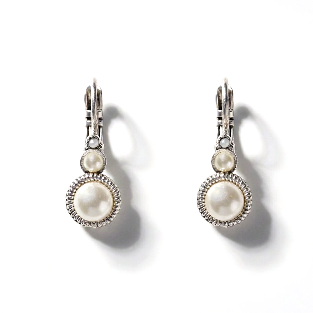 Round Earrings Silver with Swarovski crystal