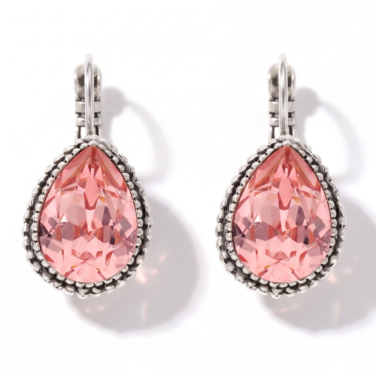 Drop Earrings 2.5 cm Silver with Swarovski crystal