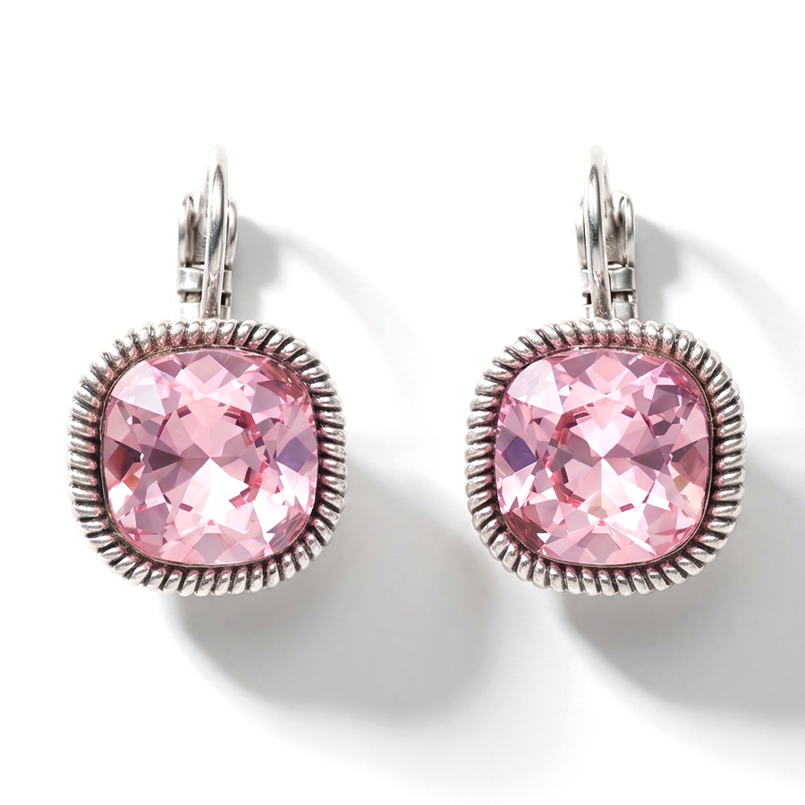 Quadratische Ohrringe Silber mit Swarovski-Kristall