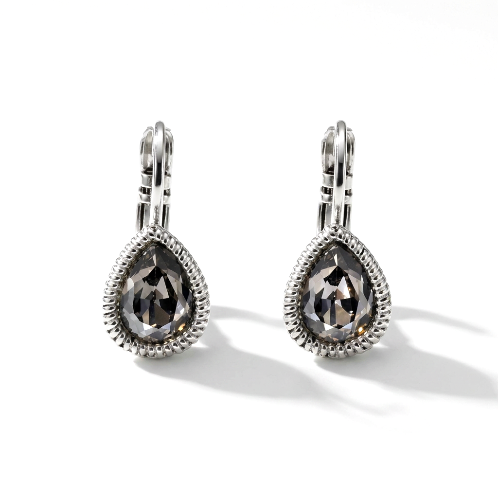 Tropfen-Ohrringe Silber mit Swarovski-Kristall