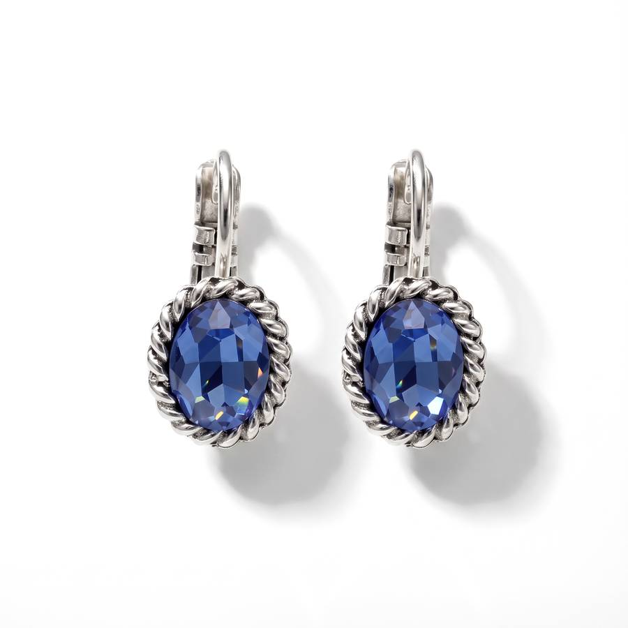 Ovale Ohrringe 1,5 cm Silber mit Swarovski-Kristall