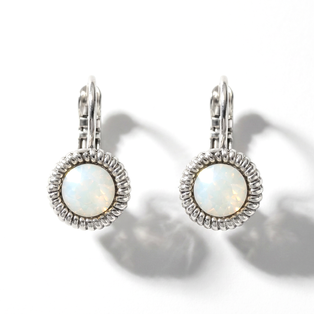 Round Earrings 1.8 cm Silver with Swarovski crystal