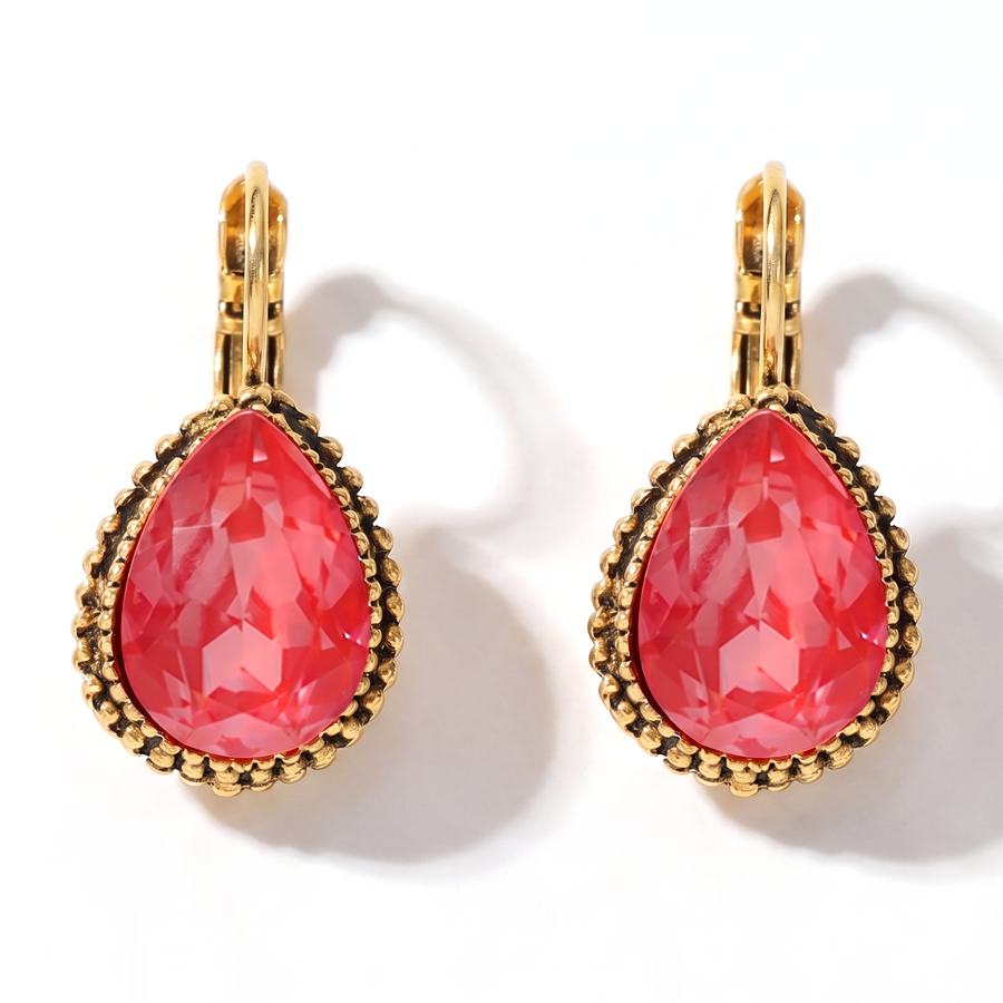 Tropfen-Ohrringe 2,5 cm Gold mit Swarovski-Kristall