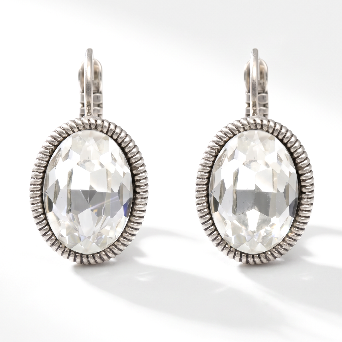 Ovale Ohrringe 2,5 cm Silber mit Swarovski-Kristall
