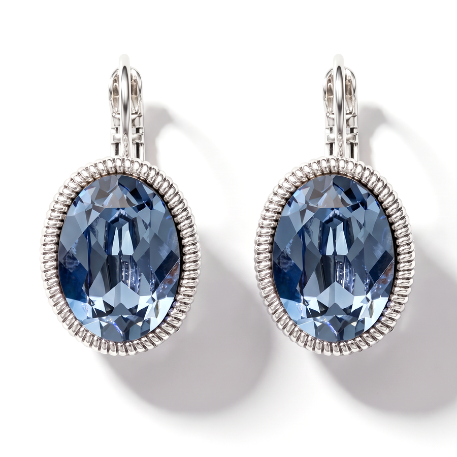 Ovale Ohrringe 2,5 cm Silber mit Swarovski-Kristall