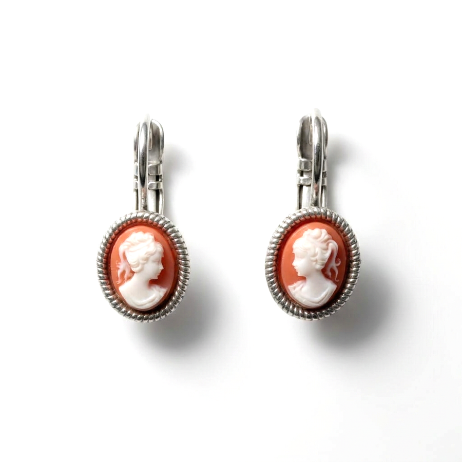 Cameo Earrings Small Silver