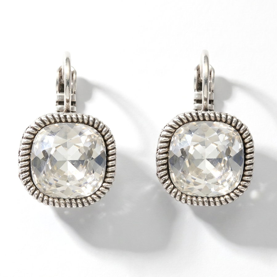 Quadratische Ohrringe Silber mit Swarovski-Kristall