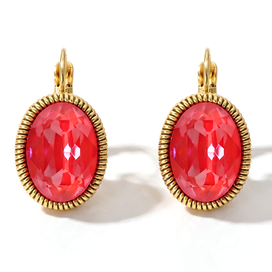 Ovale Ohrringe 2,2 cm Gold mit Swarovski-Kristall