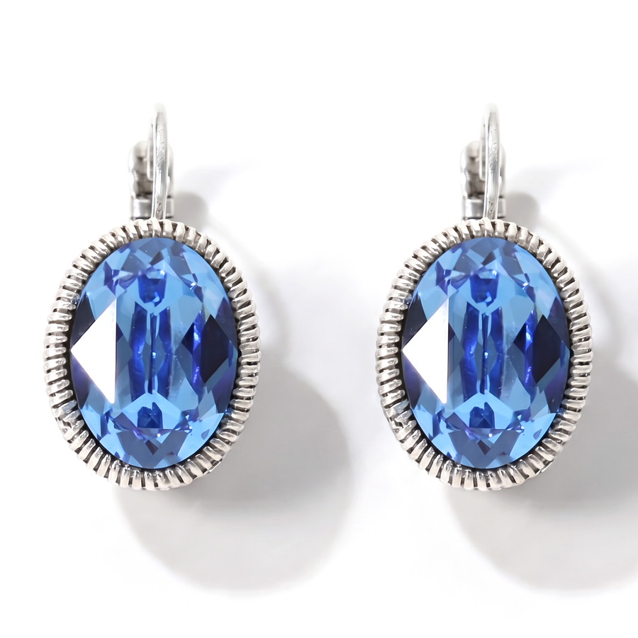 Oval Earrings 2.5 cm Silver with Swarovski crystal
