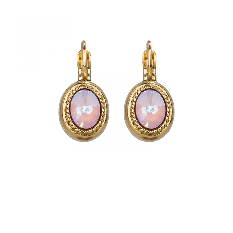 Lavendel paarse Swarovski oorbellen met gouden sluiting Camps & Camps